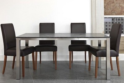 149 Tisch aus Edelstahl mit Granitplatte